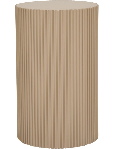 Table d'appoint moderne rainurée Ronde Bois MDF Beige Farense 