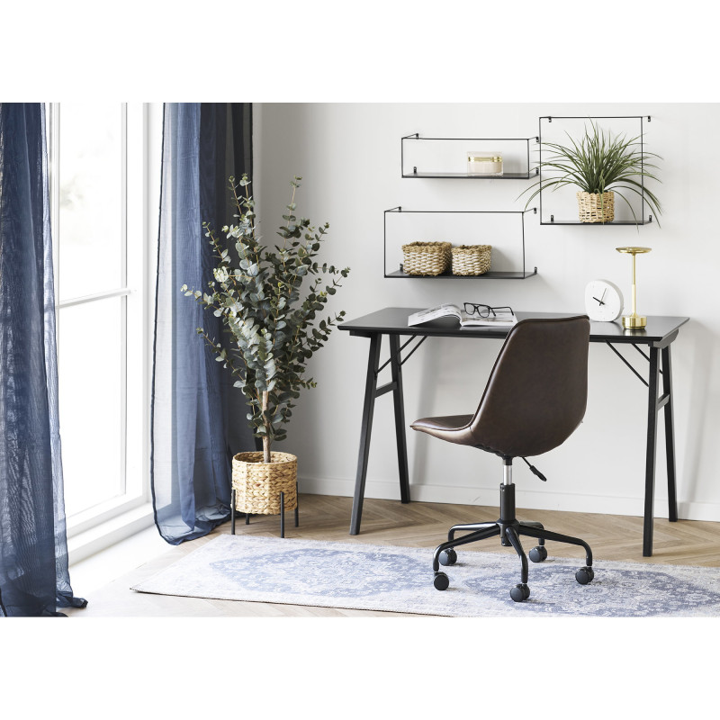 Chaise de bureau moderne réglable Polyuréthane Noir Métal Noir Monaco 