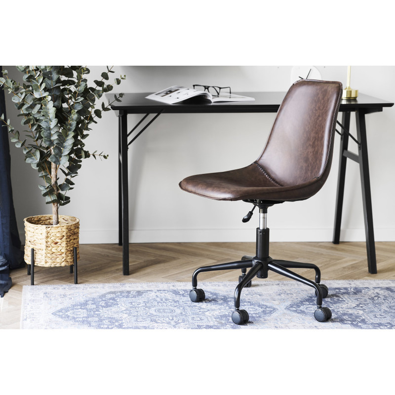 Chaise de bureau moderne réglable Polyuréthane Noir Métal Noir Monaco 