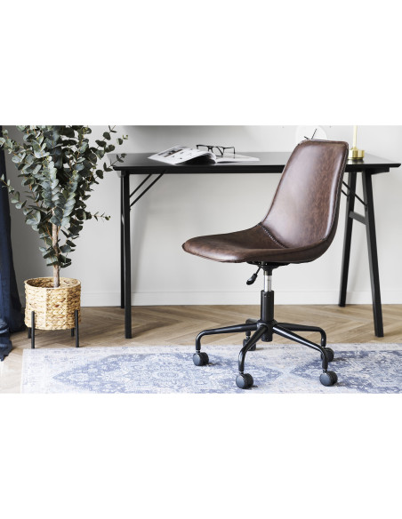 Chaise de bureau moderne réglable Polyuréthane Noir Métal Noir Monaco 