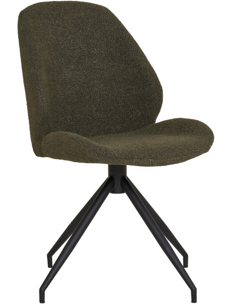 Chaise bouclette pivotante Tissu Vert Bouclé Métal Noir Monte Carlo (Lot de 2) 