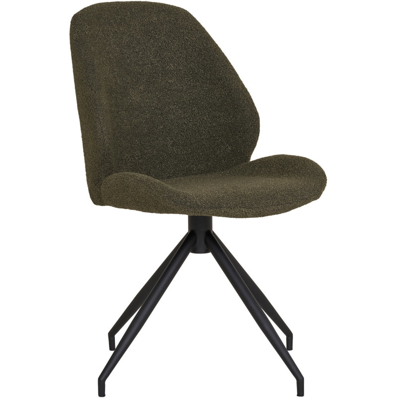 Chaise bouclette pivotante Tissu Vert Bouclé Métal Noir Monte Carlo (Lot de 2) 