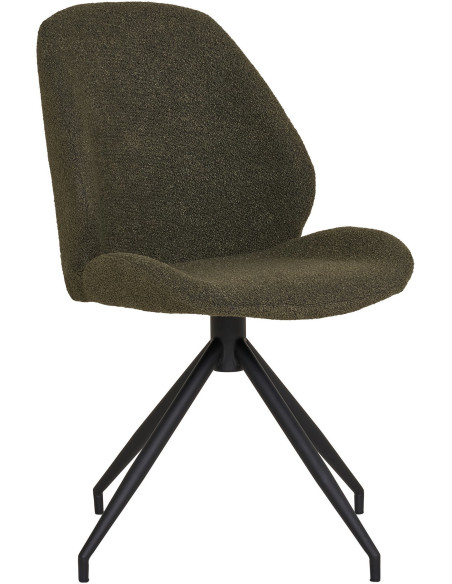 Chaise bouclette pivotante Tissu Vert Bouclé Métal Noir Monte Carlo (Lot de 2) 