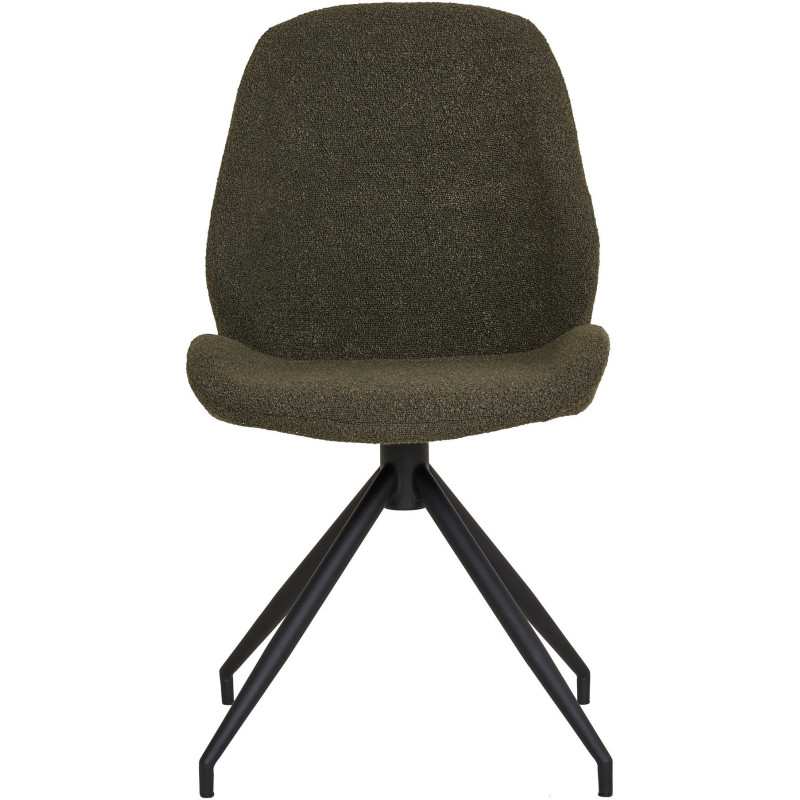 Chaise bouclette pivotante Tissu Vert Bouclé Métal Noir Monte Carlo (Lot de 2) 