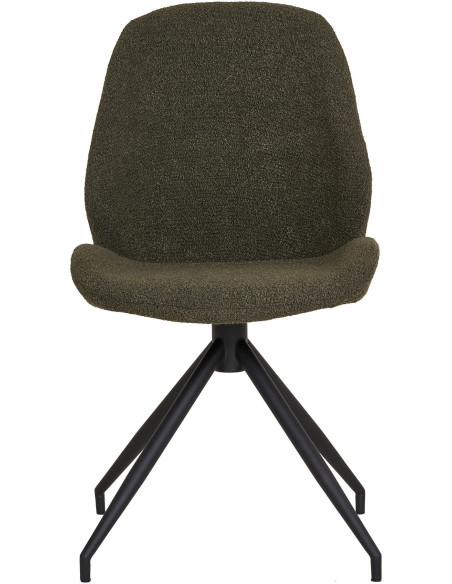 Chaise bouclette pivotante Tissu Vert Bouclé Métal Noir Monte Carlo (Lot de 2) 