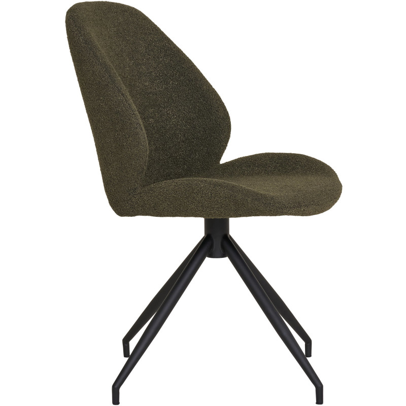 Chaise bouclette pivotante Tissu Vert Bouclé Métal Noir Monte Carlo (Lot de 2) 