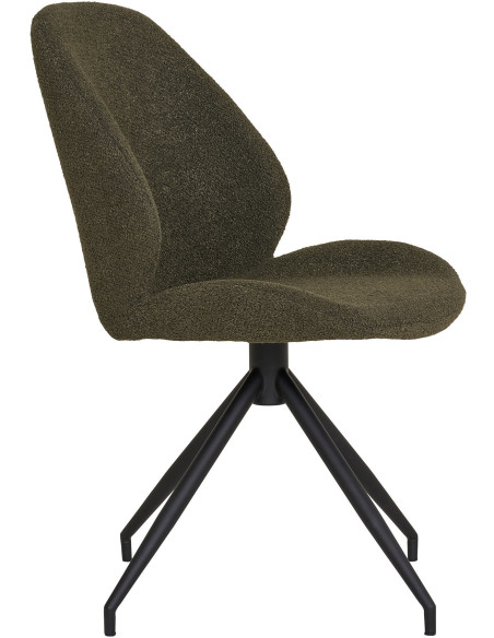 Chaise bouclette pivotante Tissu Vert Bouclé Métal Noir Monte Carlo (Lot de 2) 