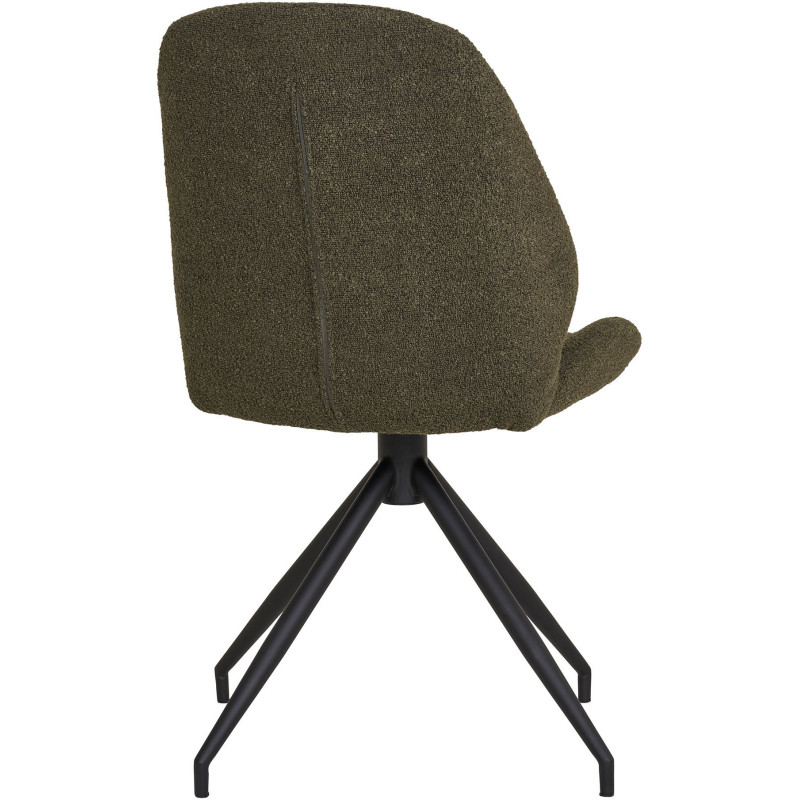 Chaise bouclette pivotante Tissu Vert Bouclé Métal Noir Monte Carlo (Lot de 2) 