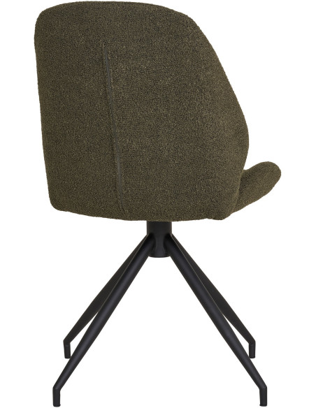 Chaise bouclette pivotante Tissu Vert Bouclé Métal Noir Monte Carlo (Lot de 2) 