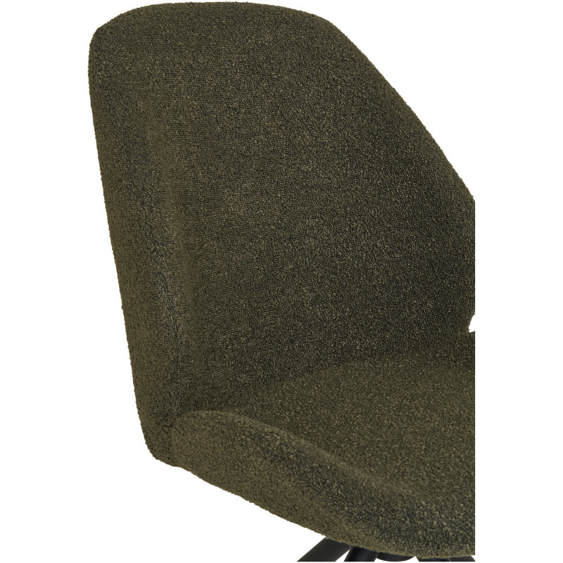 Chaise bouclette pivotante Tissu Vert Bouclé Métal Noir Monte Carlo (Lot de 2) 