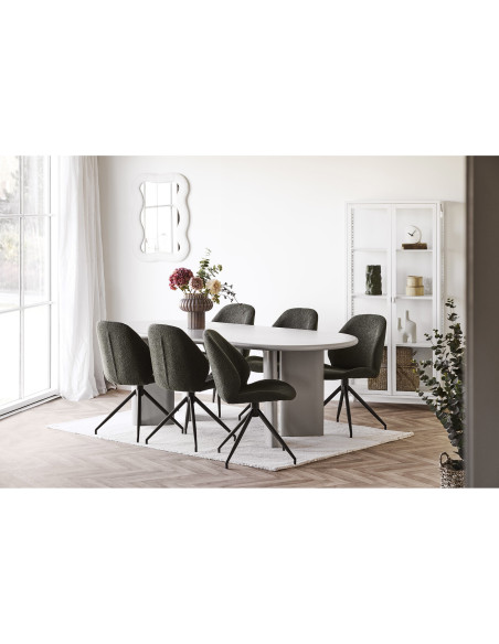 Chaise bouclette pivotante Tissu Vert Bouclé Métal Noir Monte Carlo (Lot de 2) 