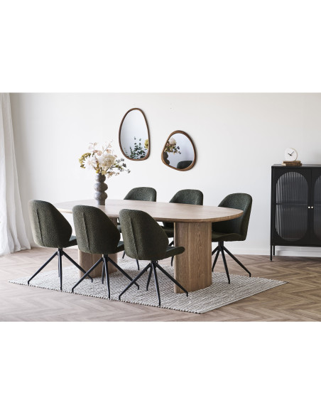 Chaise bouclette pivotante Tissu Vert Bouclé Métal Noir Monte Carlo (Lot de 2) 