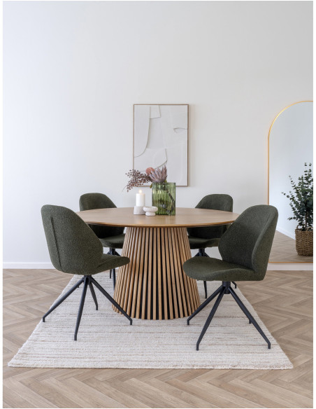 Chaise bouclette pivotante Tissu Vert Bouclé Métal Noir Monte Carlo (Lot de 2) 