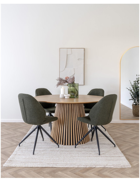 Chaise bouclette pivotante Tissu Vert Bouclé Métal Noir Monte Carlo (Lot de 2) 