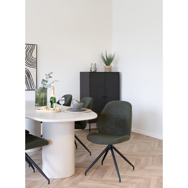 Chaise bouclette pivotante Tissu Vert Bouclé Métal Noir Monte Carlo (Lot de 2) 