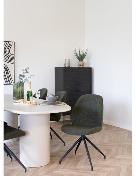 Chaise bouclette pivotante Tissu Vert Bouclé Métal Noir Monte Carlo (Lot de 2) 