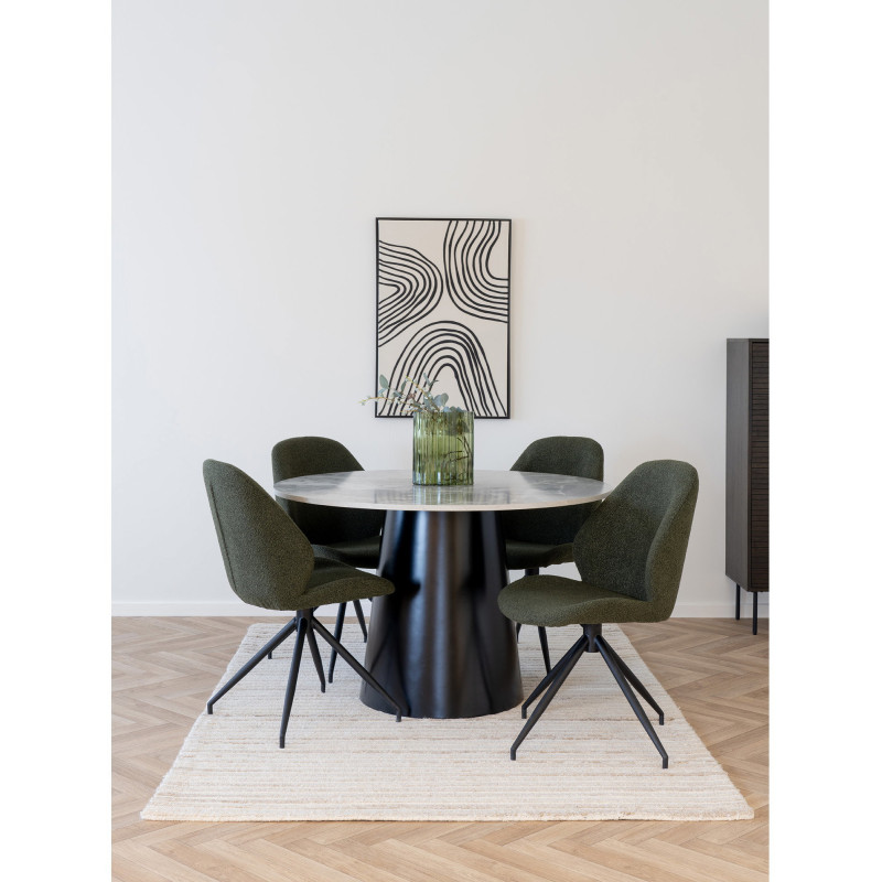 Chaise bouclette pivotante Tissu Vert Bouclé Métal Noir Monte Carlo (Lot de 2) 