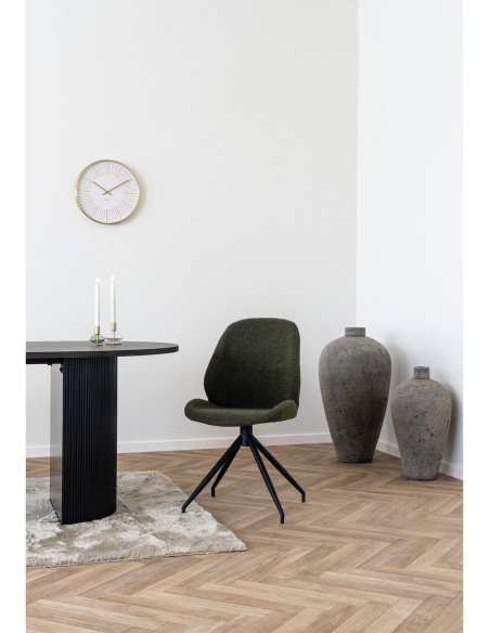 Chaise bouclette pivotante Tissu Vert Bouclé Métal Noir Monte Carlo (Lot de 2) 