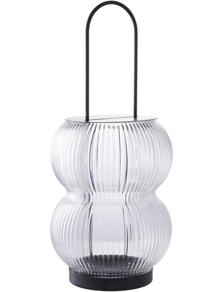 Lanterne originale Photophore pour bougie Hauteur 36 cm Verre Semi transparent Métal Noir Lucena 