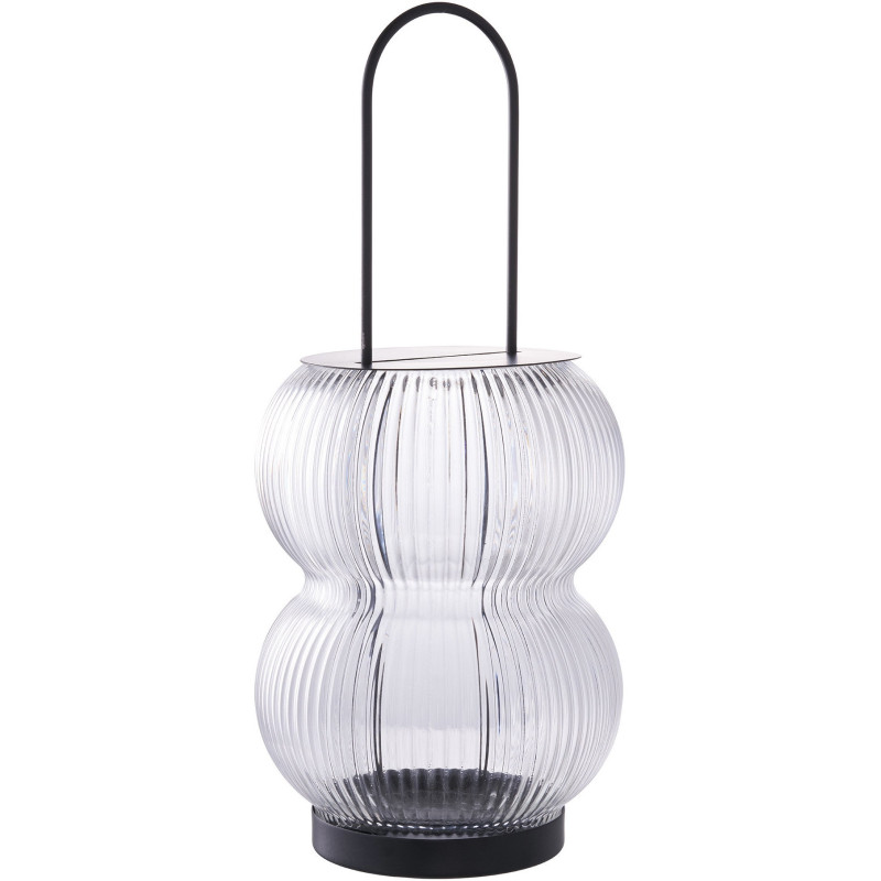 Lanterne originale Photophore pour bougie Hauteur 36 cm Verre Semi transparent Métal Noir Lucena 