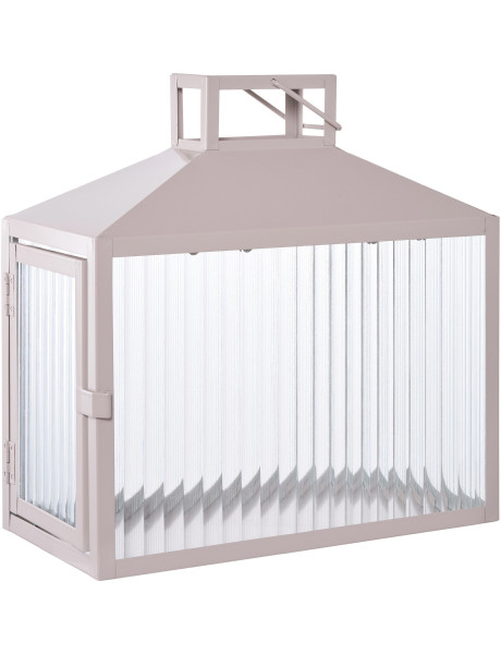 Lanterne rectangulaire pour bougie 26 cm Métal Beige Verre Semi transparent Lucca 