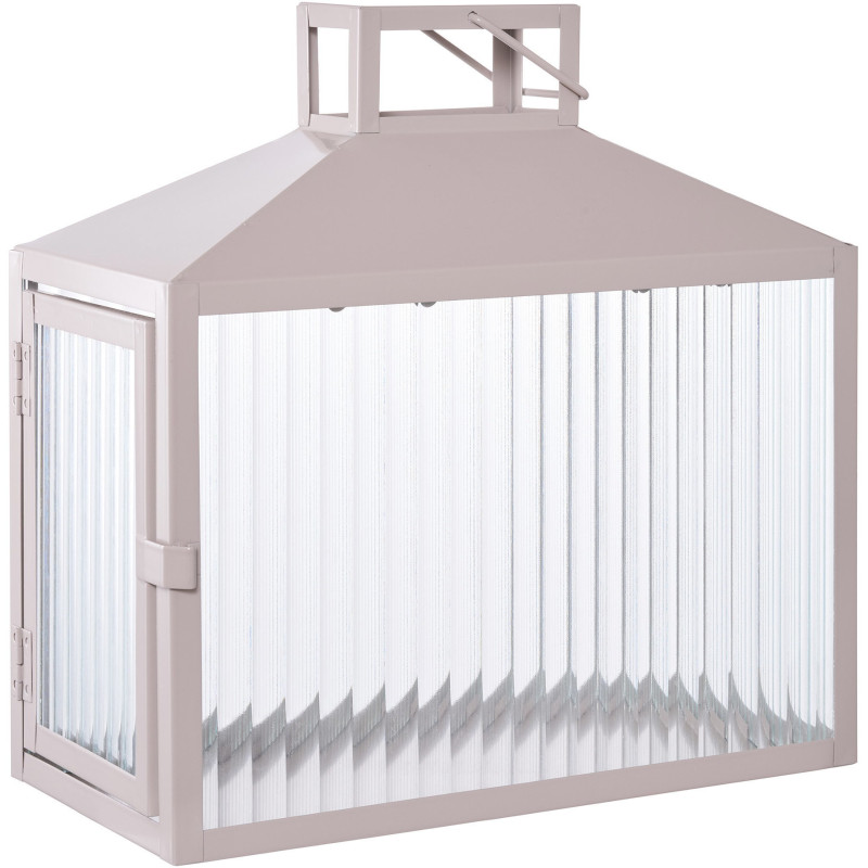 Lanterne rectangulaire pour bougie 26 cm Métal Beige Verre Semi transparent Lucca 