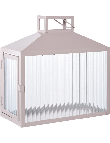 Lanterne rectangulaire pour bougie 26 cm Métal Beige Verre Semi transparent Lucca 