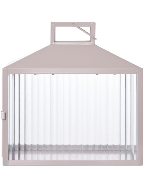 Lanterne rectangulaire pour bougie 26 cm Métal Beige Verre Semi transparent Lucca 