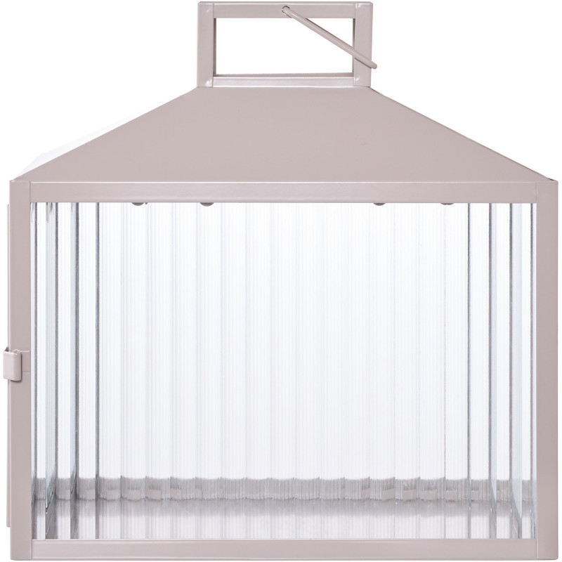 Lanterne rectangulaire pour bougie 26 cm Métal Beige Verre Semi transparent Lucca 