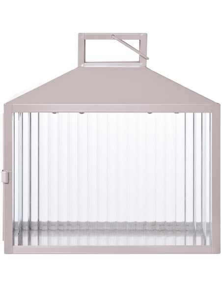 Lanterne rectangulaire pour bougie 26 cm Métal Beige Verre Semi transparent Lucca 