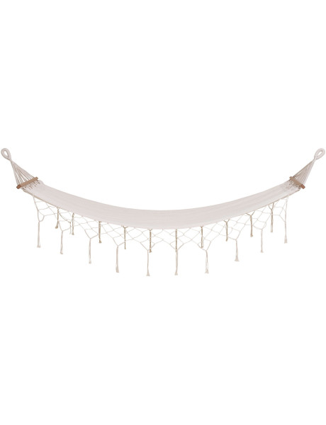 Hamac Bord de mer 1 place Tissu Blanc cassé Bois de mélèze Naturel Edesse 
