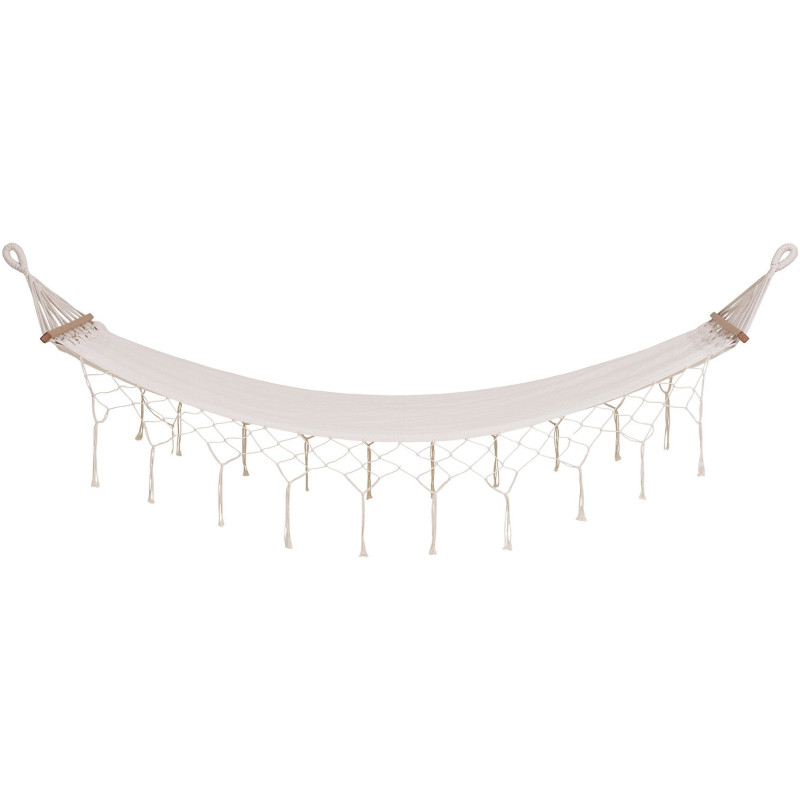 Hamac Bord de mer 1 place Tissu Blanc cassé Bois de mélèze Naturel Edesse 