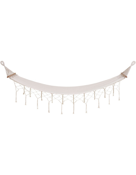 Hamac Bord de mer 1 place Tissu Blanc cassé Bois de mélèze Naturel Edesse 