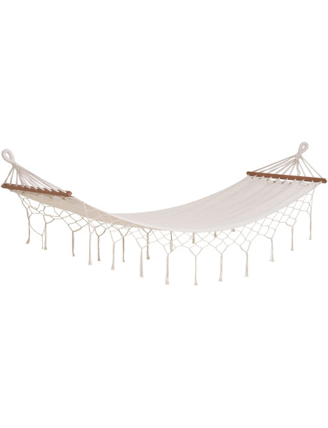 Hamac Bord de mer 1 place Tissu Blanc cassé Bois de mélèze Naturel Edesse