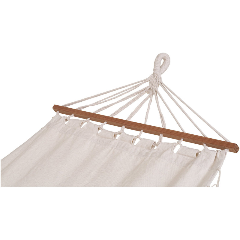 Hamac Bord de mer 1 place Tissu Blanc cassé Bois de mélèze Naturel Edesse 