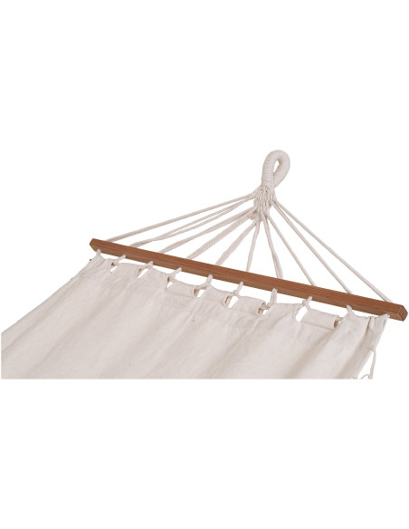Hamac Bord de mer 1 place Tissu Blanc cassé Bois de mélèze Naturel Edesse 