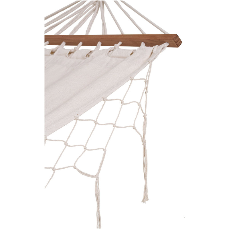 Hamac Bord de mer 1 place Tissu Blanc cassé Bois de mélèze Naturel Edesse 