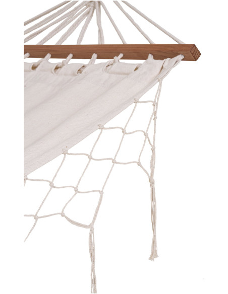 Hamac Bord de mer 1 place Tissu Blanc cassé Bois de mélèze Naturel Edesse 