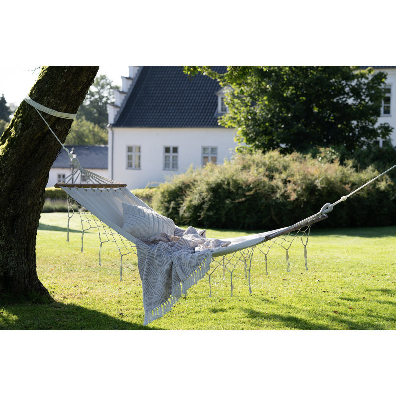 Hamac Bord de mer 1 place Tissu Blanc cassé Bois de mélèze Naturel Edesse 