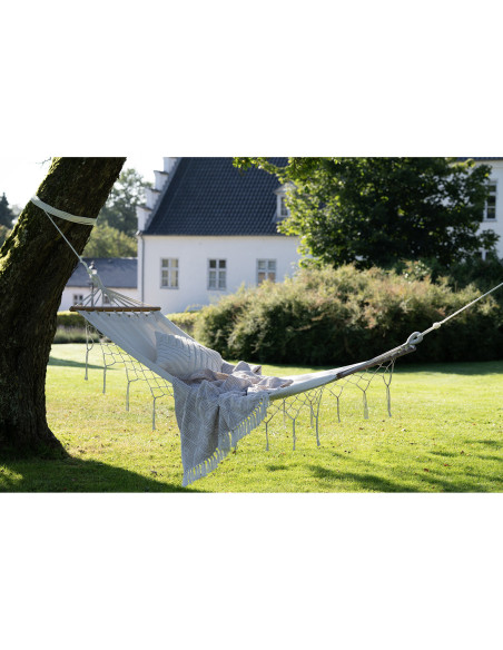 Hamac Bord de mer 1 place Tissu Blanc cassé Bois de mélèze Naturel Edesse 