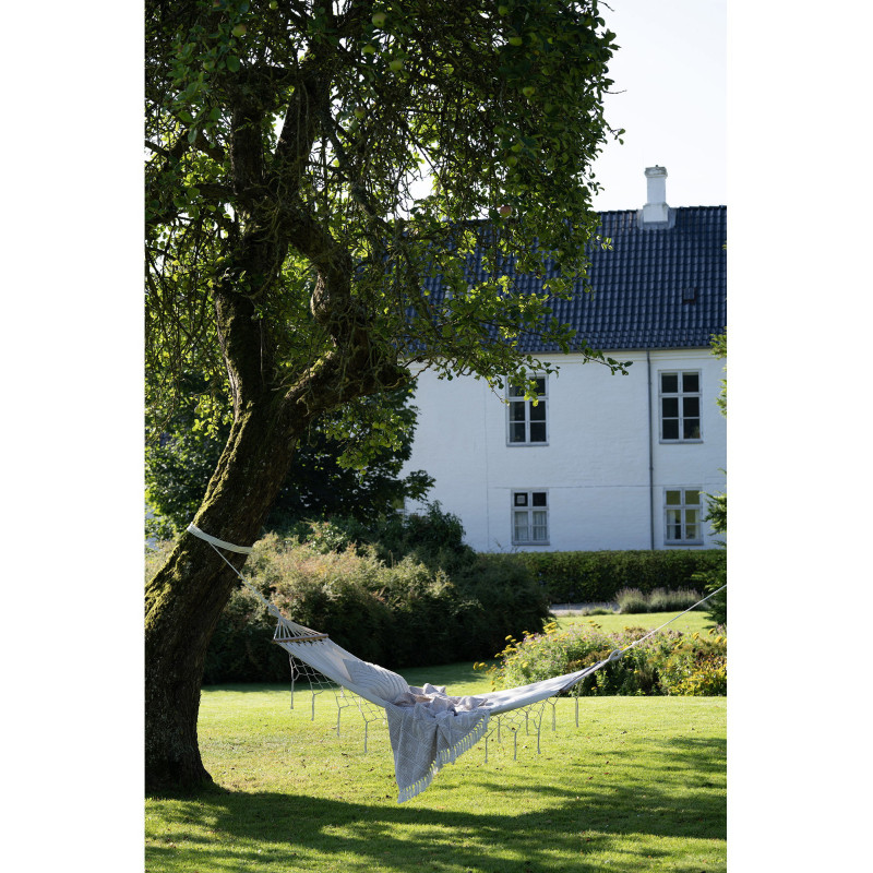 Hamac Bord de mer 1 place Tissu Blanc cassé Bois de mélèze Naturel Edesse 