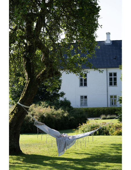 Hamac Bord de mer 1 place Tissu Blanc cassé Bois de mélèze Naturel Edesse 