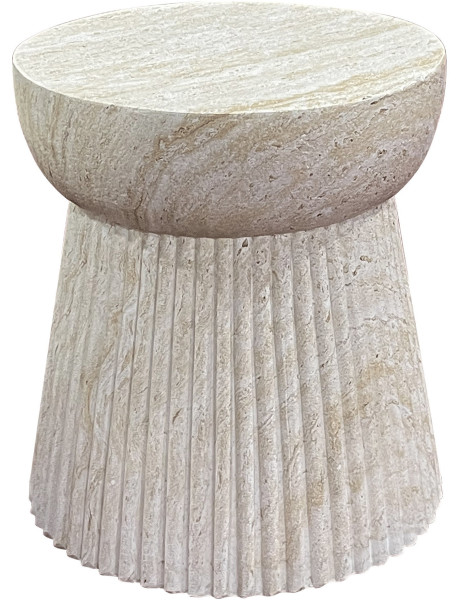 Table d'appoint originale Ronde Fibre de verre Naturel Rainuré Bonn 