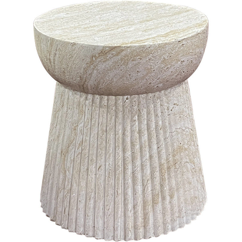 Table d'appoint originale Ronde Fibre de verre Naturel Rainuré Bonn 