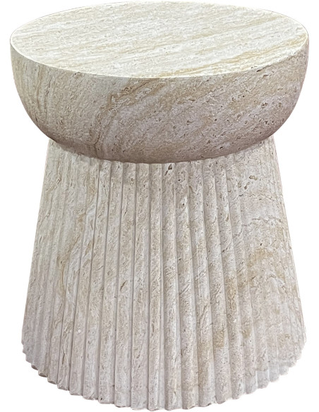 Table d'appoint originale Ronde Fibre de verre Naturel Rainuré Bonn 