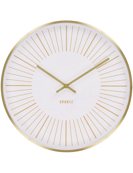Horloge murale moderne silencieuse Ronde 40 cm Métal Doré Blanc Verre Takamaka 