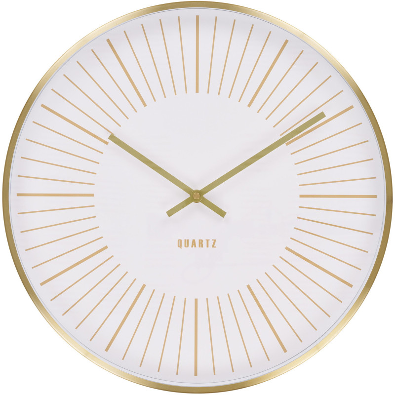 Horloge murale moderne silencieuse Ronde 40 cm Métal Doré Blanc Verre Takamaka 