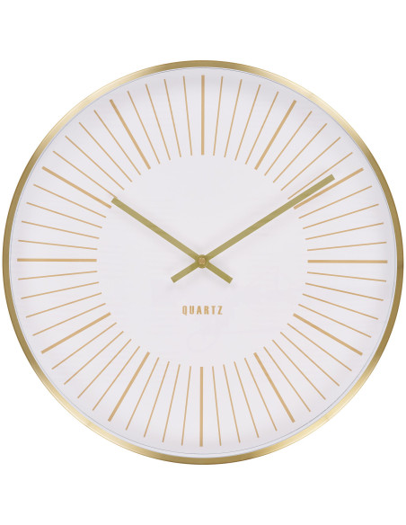 Horloge murale moderne silencieuse Ronde 40 cm Métal Doré Blanc Verre Takamaka 