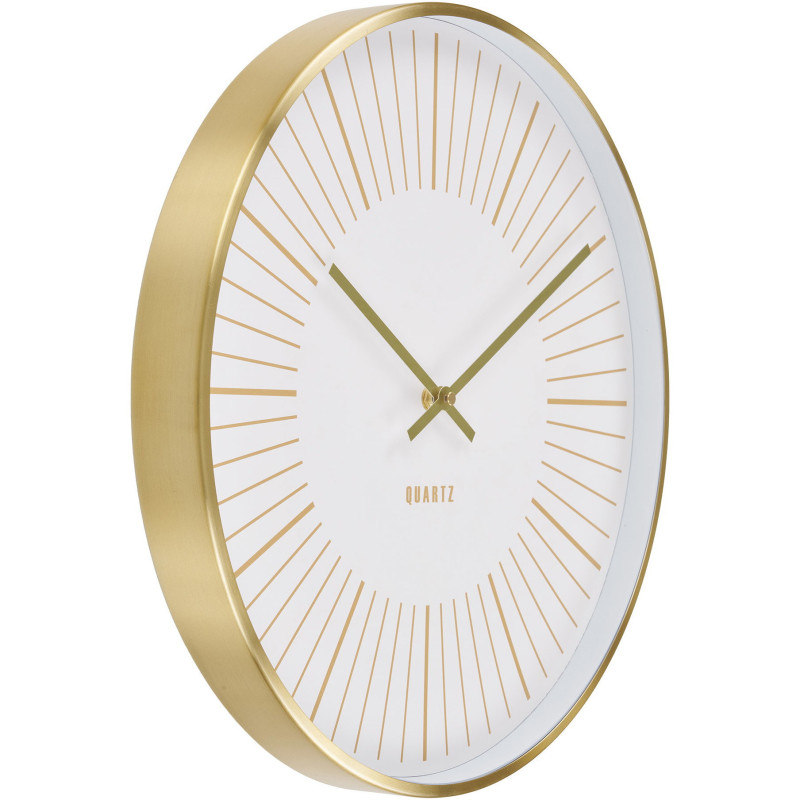 Horloge murale moderne silencieuse Ronde 40 cm Métal Doré Blanc Verre Takamaka 