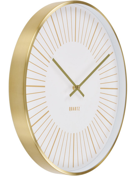 Horloge murale moderne silencieuse Ronde 40 cm Métal Doré Blanc Verre Takamaka 